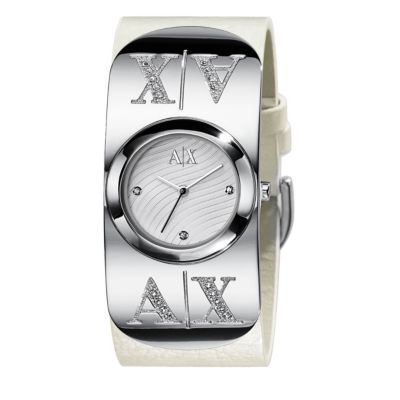 Armani Exchange Ladies' White Strap Stone Set Watch - Product number 8237743