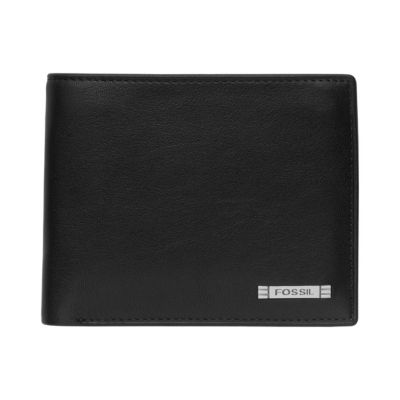 black leather zip wallet