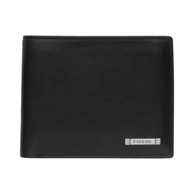 Fossil black leather zip wallet