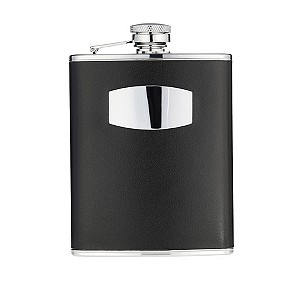 Classic Collection 6oz Black Leather Hipflask