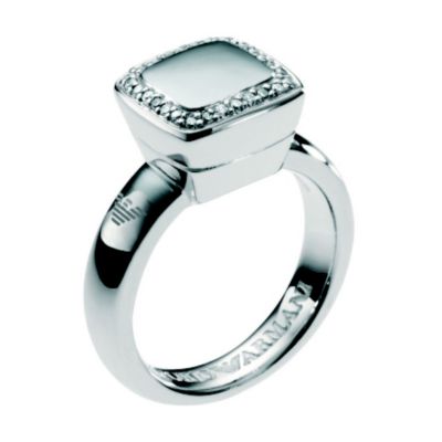 Emporio Armani ladies' sterling silver logo ring - Product number 8239614