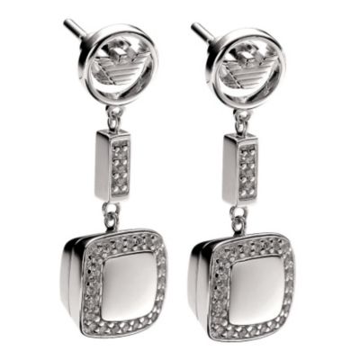 Emporio Armani sterling silver logo earrings - Product number 8239622