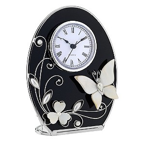 The Juliana Collection Juliana Black Glass Mother of Pearl Clock