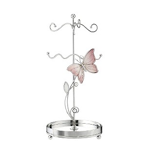 Juliana Pink Flower Butterfly Jewellery Holder