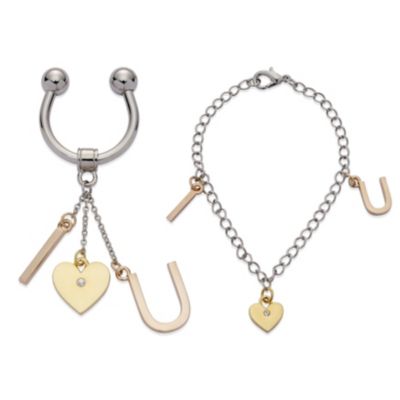 I Love You Keyring and Bracelet Set