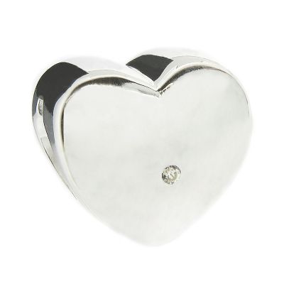 Sterling Silver Stone Set Love Heart Bead