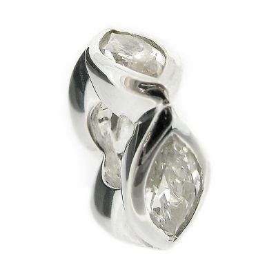 Sterling Silver Cubic Zirconia Teardrop Bead