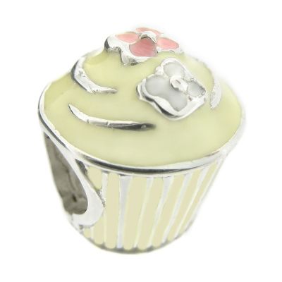 - Sterling Silver Cream Cupcake Bead