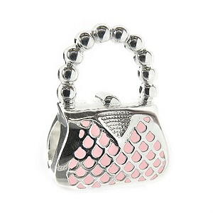 Sterling Silver Pink Handbag Bead