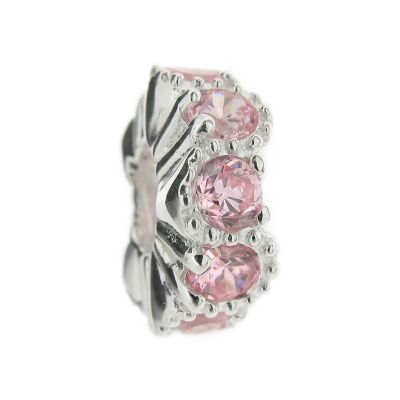 Sterling Silver Pink Cubic Zirconia Bead