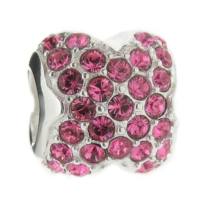 Sterling Silver Pink Crystal Bead