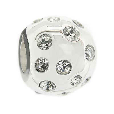 Sterling Silver White Crystal Ball Bead