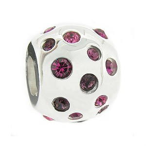 Sterling Silver Pink Crystal Ball Bead