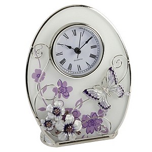 H Samuel Juliana Purple Butterfly and Flower Clock