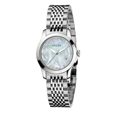Gucci Timeless ladies' stainless steel mother of pearl watch Ernest Jones
