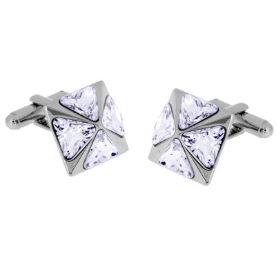 Pyramid Clear Stone Cufflinks