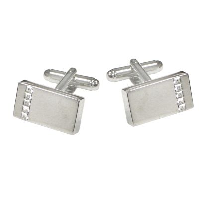 H Samuel Chrome Crystal Cufflinks