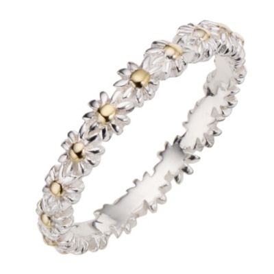 Daisy Iota sterling silver gold-plated stacker ring Size N - Product number 8363633