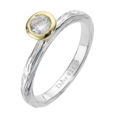 Daisy Pogo sterling silver gold-plated cz ring Size N