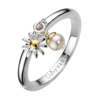 Daisy Beta gold-plated cultured freshwater pearl ring Size L