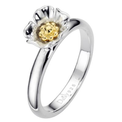Daisy Poppy sterling silver gold-plated ring Size N - Product number 8364362