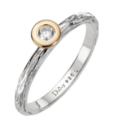 Daisy Disco sterling silver cz stacker ring Size L