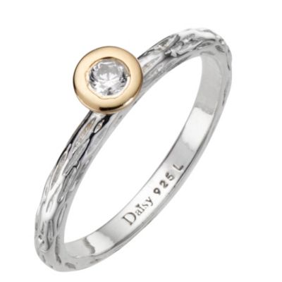 Daisy Disco sterling silver cz stacker ring Size N