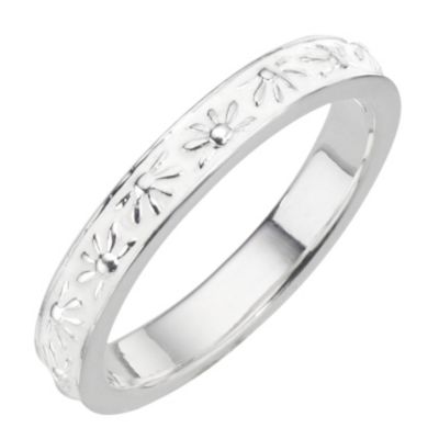 Daisy Brocade sterling silver stacker ring Size L - Product number 8364729