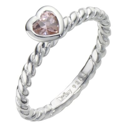 Daisy Tulip sterling silver & pink cz stacker ring Size L - Product number 8366500