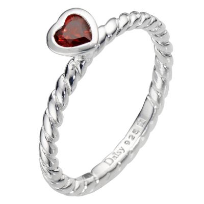 Daisy Lupin sterling silver & red cz stacker ring Size P - Product number 8366659
