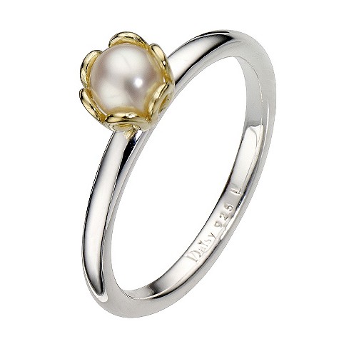 Daisy Prunus cultured freshwater pearl ring Size P