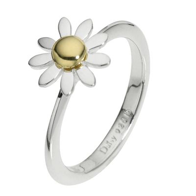 Daisy Alpha sterling silver gold-plated ring Size P