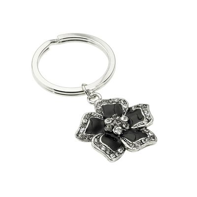 Black Flower Key Ring