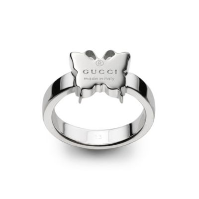 Thin ring with engraved Gucci trademark butterfly