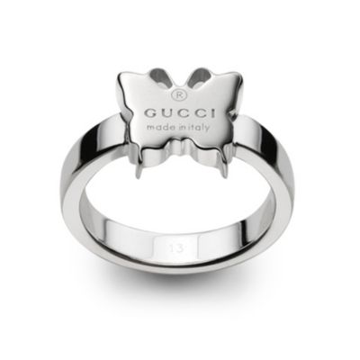 Thin ring with engraved Gucci trademark butterfly