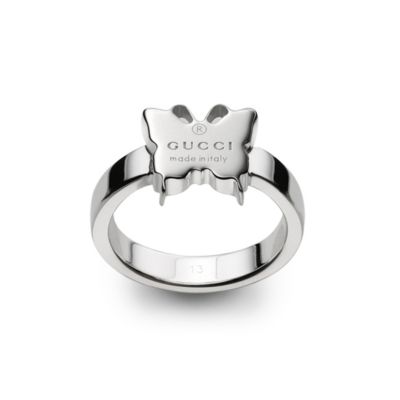 Thin ring with engraved Gucci trademark butterfly