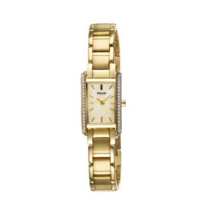 Accurist ladies' stone set mother of pearl dial gold plated bracelet watch - Product number 8372241