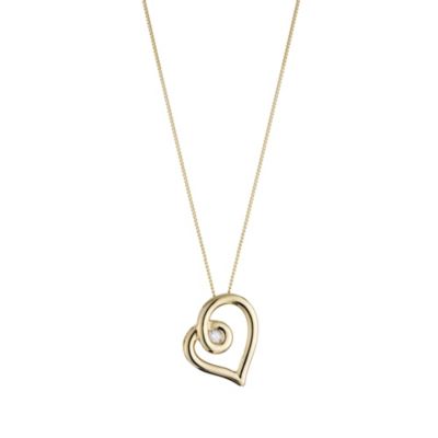 Love's Embrace 9ct Yellow Gold Diamond Heart Pendant - Product number 8376255