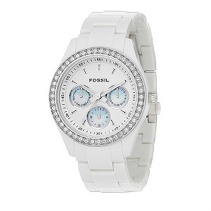 Fossil Stella Ladies' White Bracelet Stone Set Watch