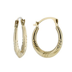 H Samuel 9ct Gold Diamond Cut Creole Earrings Small