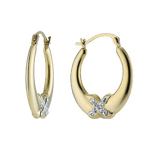 H Samuel 9ct Gold Crystal Set Kiss Creole Earrings