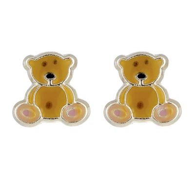 9ct Gold and Enamel Childrens Teddy Stud