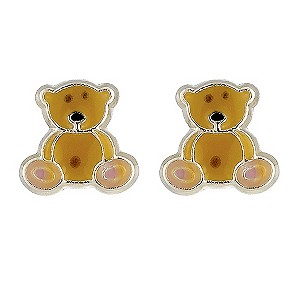 9ct gold and Enamel Childrens Teddy Stud
