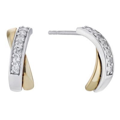 9ct Gold and Silver Kiss Wedding Earrings