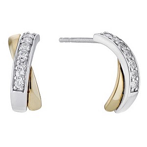 9ct Gold and Silver Kiss Wedding Earrings