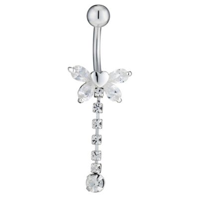 Stainless Steel Cubic Zirconia Butterfly Belly Bar 12mm - Product number 8400210