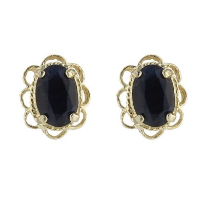 9ct Gold Oval Sapphire Stud Earrings