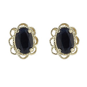 9ct Gold Oval Sapphire Stud Earrings