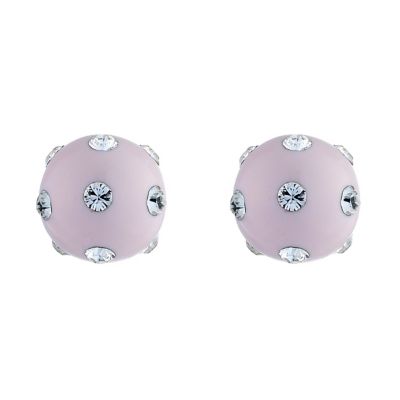 Evoke 9ct Gold Crystal Set Pink Ball Stud Earrings