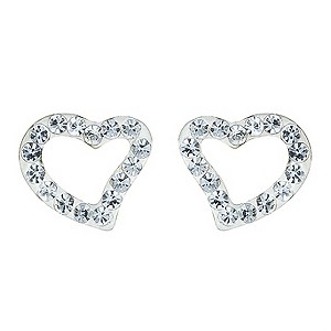 Crystal Set Open Heart Stud Earrings